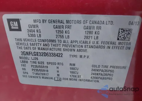 2013 Chevrolet Equinox Ltz from USA, damaged, VIN 2GNFLGE32D6338422